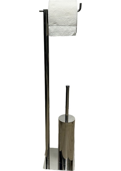 Paslanmaz Çelik Krom Ayaklı Klozet Fırçası ve Tuvalet Kağıtlığı | 2’si 1 Arada Banyo Aksesuarı fiyatları