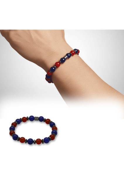 Küre Kesim Bordo Mavi Jade Doğaltaş Erkek Taraftar Bileklik - M2 fiyatları