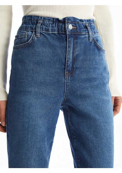 Yeni Sezon Beli Lastikli Paperbag Kadın Jean Pantolon modelleri