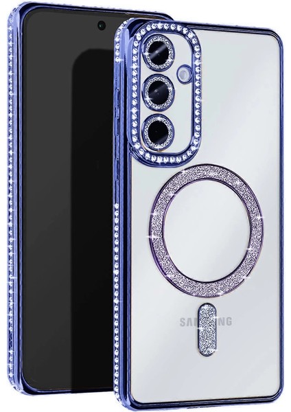 Samsung Galaxy S25 Kılıf Joke Simli Magneticsafe Kılıf - Mavi