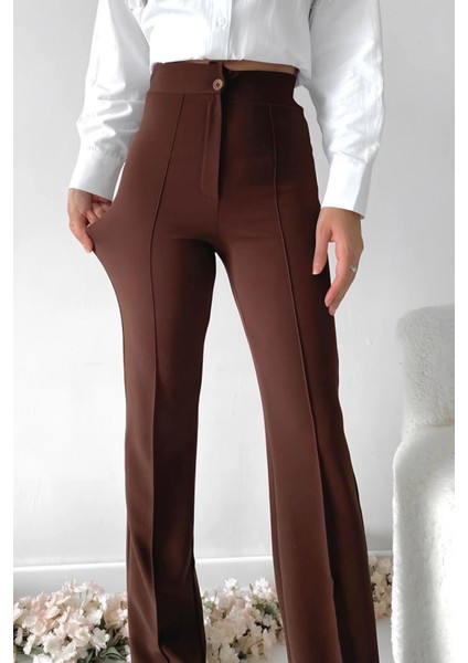 Lvsqvr Önü Cumalı Ithal Krep Pantolon Kahve (Beden: Xl) modelleri