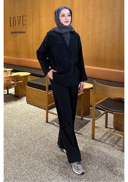 Kadın Yandan Bağlamalı Takım M15805 - Siyah indirimleri