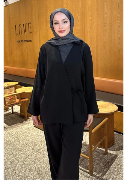 Kadın Yandan Bağlamalı Takım M15805 - Siyah