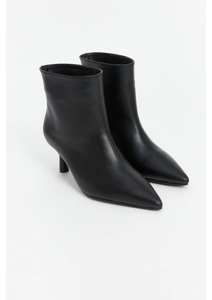 Yeni Sezon Deri Görünümlü Kadın Topuklu Bot