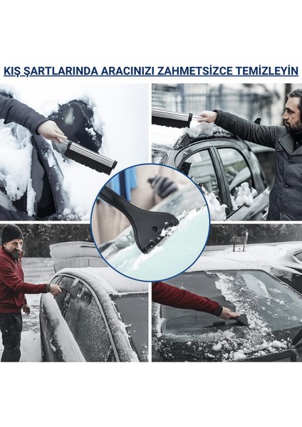 65CM Teleskopic 2in1 Araç Kar Fırçası Oto Ön Cam Buz Kazıyıcı Araç Kar Fırçası ve Buz Kazıyıcı modelleri