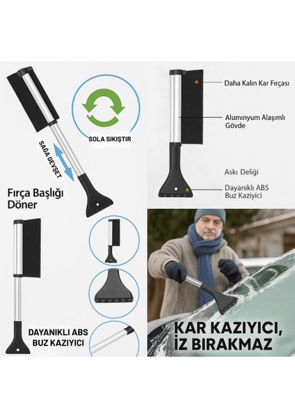 65CM Teleskopic 2in1 Araç Kar Fırçası Oto Ön Cam Buz Kazıyıcı Araç Kar Fırçası ve Buz Kazıyıcı indirimleri