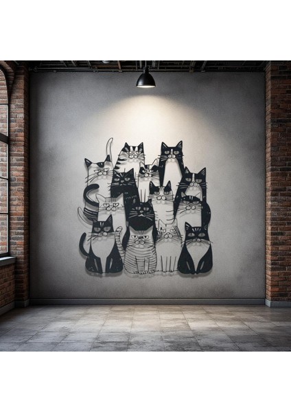 Metal Kedi Duvar Dekoru – Modern Karikatür Tasarım Ev Ofis Dekoratif Kedi Tablosu