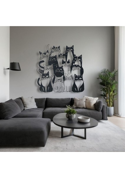 Metal Kedi Duvar Dekoru – Modern Karikatür Tasarım Ev Ofis Dekoratif Kedi Tablosu fiyatları
