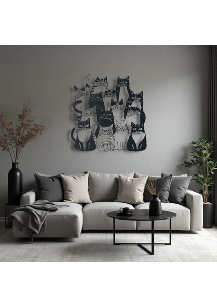 Metal Kedi Duvar Dekoru – Modern Karikatür Tasarım Ev Ofis Dekoratif Kedi Tablosu