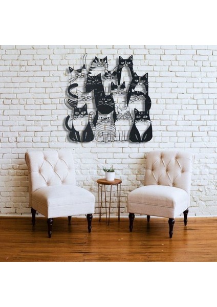 Metal Kedi Duvar Dekoru – Modern Karikatür Tasarım Ev Ofis Dekoratif Kedi Tablosu