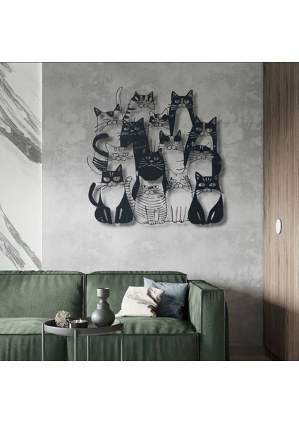 Metal Kedi Duvar Dekoru – Modern Karikatür Tasarım Ev Ofis Dekoratif Kedi Tablosu