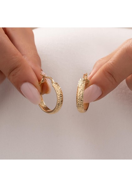 Desenli 14 Ayar Altın Küpe