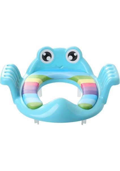 Kurbağa Model Çocuk-Bebek Yanlardan Tutmalı Yumuşak Süngerli Klozet Kapağı Adaptörü Mavi fırsatları