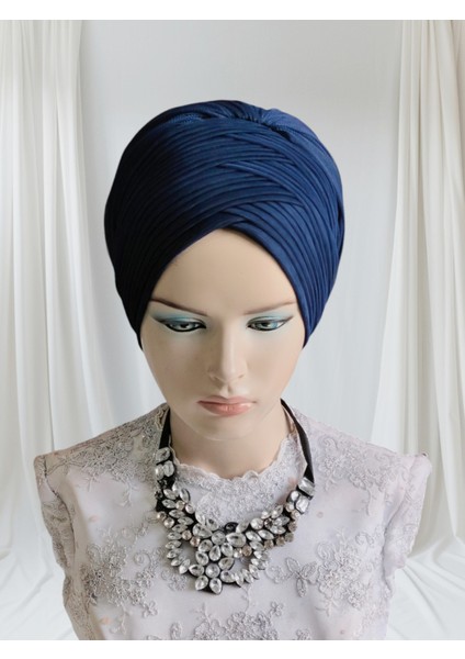 Lacivert Sevda Model Bone Hazır Şal Abiye Şal Hazır Duvak