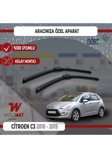 Citroen C3 Silecek 2010 2015 Arası Silecek Takımı Araca Özel