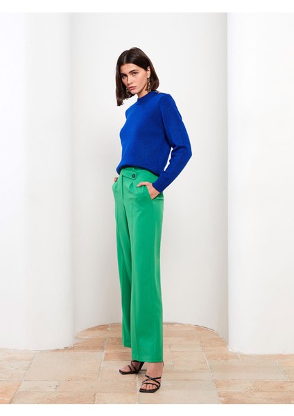 Yeni Sezon Kadın Yüksek Bel Standart Fit Düz Pantolon