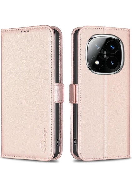 Xiaomi Redmi Note 14 Pro 4g Için Kılıf Deri Görünüm Kapaklı Kartlıklı Stand Kamera Koruyuculu Kapak