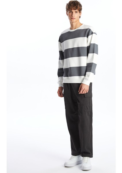 Yeni Sezon Bisiklet Yaka Uzun Kollu Çizgili Erkek Kalın Sweatshirt fiyatları