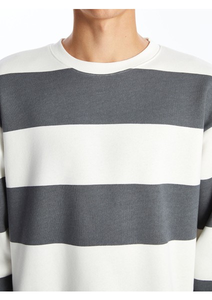 Yeni Sezon Bisiklet Yaka Uzun Kollu Çizgili Erkek Kalın Sweatshirt modelleri