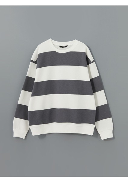 Yeni Sezon Bisiklet Yaka Uzun Kollu Çizgili Erkek Kalın Sweatshirt indirimleri