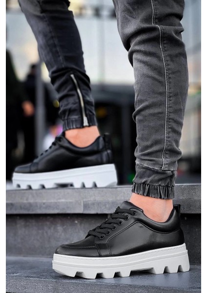 Lvsqvr KB-056 Kuback Siyah Cilt Beyaz Yüksek Taban Günlük Spor Ayakkabı (Numara: 43) modelleri