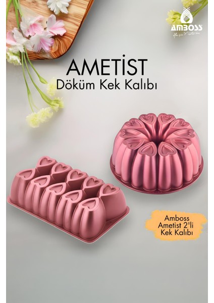 Ametist 2 Parça Döküm Kek Kalıbı ( Kırmızı )