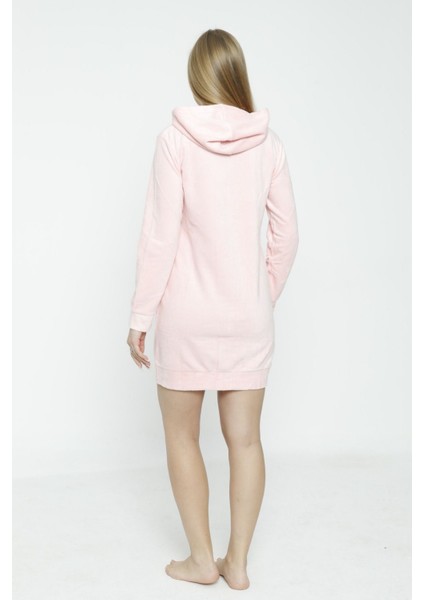 Kadın Uzun Kollu Kapüşonlu Soft Polar Cepli Fermuarlı Elbise fırsatları