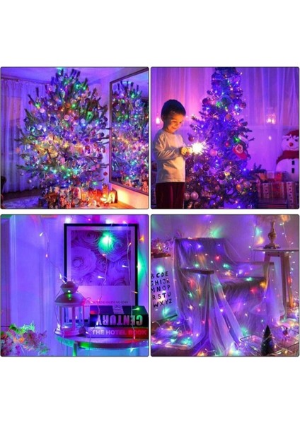 Renkli Işık Pirinç 10 Metre 100'LÜ Ledli Yılbaşı Ağaç Işık 8 Fonksiyonlu Dekoratif LED
