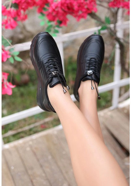 Lvsqvr Romy Siyah Cilt Bağcıklı Spor Ayakkabı (Numara: 36) modelleri