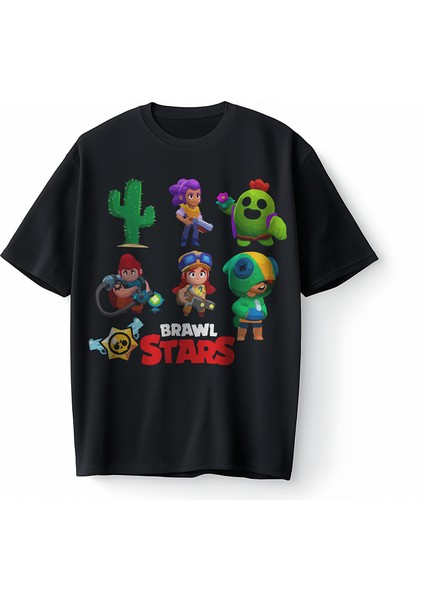 Brawl Stars Brawlstar All Karakter Characters Baskılı Oversize Unisex Tişört T-Shirt