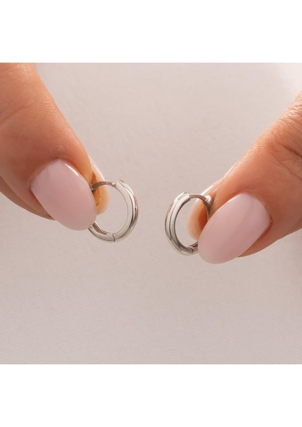 Halka Küpe 14 Ayar Beyaz Altın