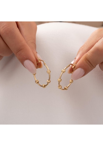 Dorikalı Halka Küpe 14 Ayar Altın