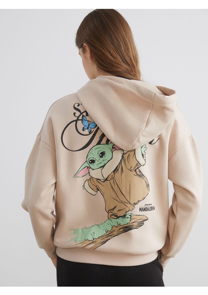 Yeni Sezon The Mandalorian Baskılı Oversize Kadın Kalın Hoodie