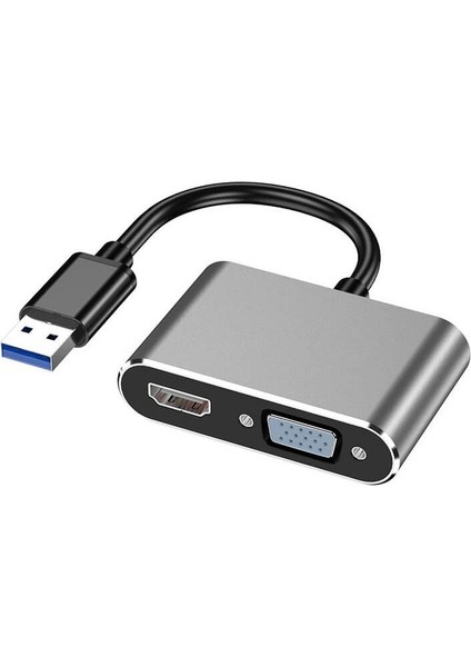HD09 USB To HDMI VGA 1080P Çevirici Hub Adaptör