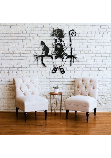 Kedi ve Çocuk Metal Duvar Dekoru – Modern Sanatsal Tasarım fiyatları