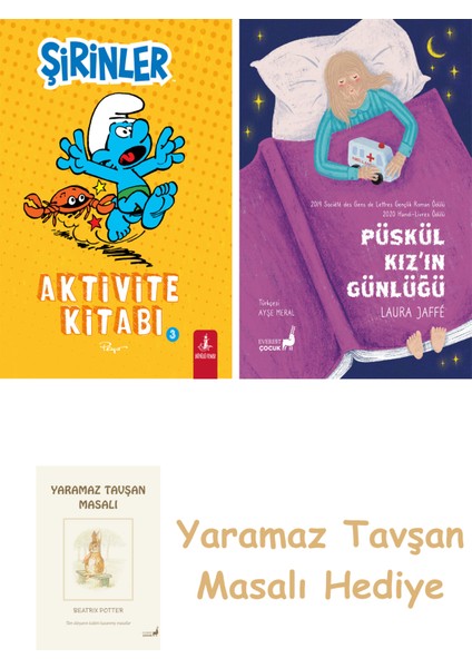 Şirinler - Aktivite Kitabı 3 + Püskül Kız’ın Günlüğü + Yaramaz Tavşan Masalı