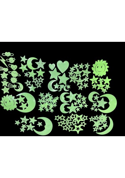 130 Adet Gece Parlayan Doğal Fosfor Duvar ve Tavan Sticker