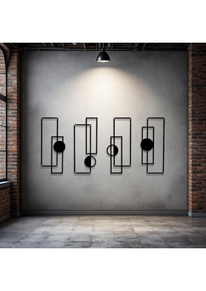 Metal Geometrik Duvar Dekoru Seti – Modern Minimalist Dikdörtgen Çizgisel Tasarım Ev Ofis Tablo