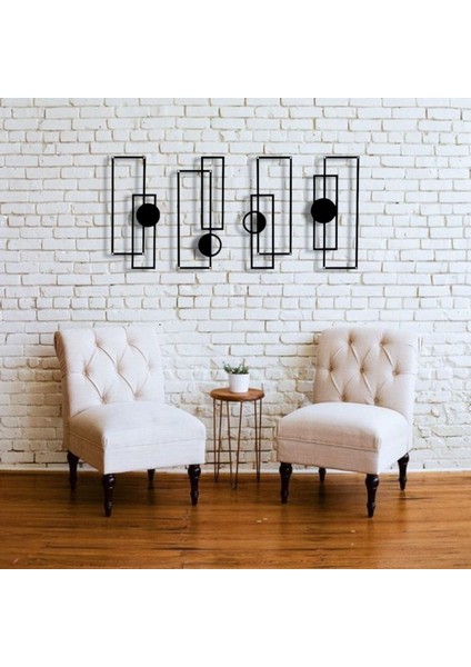 Metal Geometrik Duvar Dekoru Seti – Modern Minimalist Dikdörtgen Çizgisel Tasarım Ev Ofis Tablo