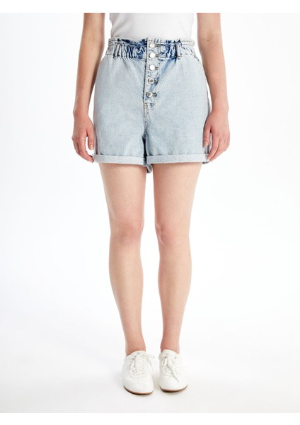 Yeni Sezon Kadın Beli Lastikli Düz Jean Şort fiyatları