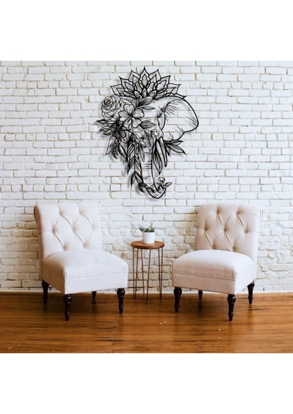 Metal Fil Çiçek Desenli Duvar Dekoru – Bohem Modern Metal Tablo Salon Antre Ofis Dekorasyon