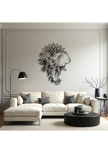 Metal Fil Çiçek Desenli Duvar Dekoru – Bohem Modern Metal Tablo Salon Antre Ofis Dekorasyon