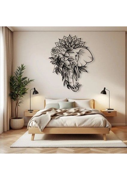 Metal Fil Çiçek Desenli Duvar Dekoru – Bohem Modern Metal Tablo Salon Antre Ofis Dekorasyon