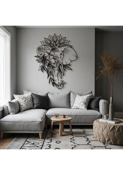 Metal Fil Çiçek Desenli Duvar Dekoru – Bohem Modern Metal Tablo Salon Antre Ofis Dekorasyon