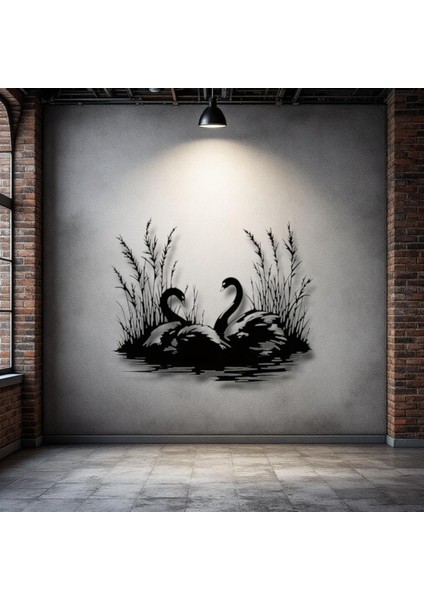 Kuğular Metal Duvar Dekoru – Sevgi ve Zarafetin Sembolü