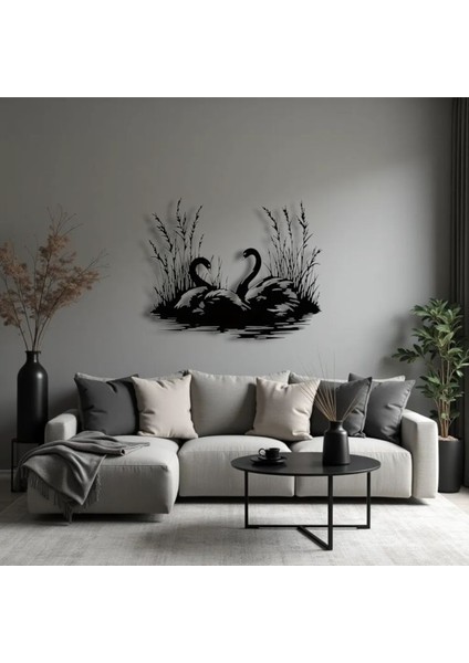 Kuğular Metal Duvar Dekoru – Sevgi ve Zarafetin Sembolü