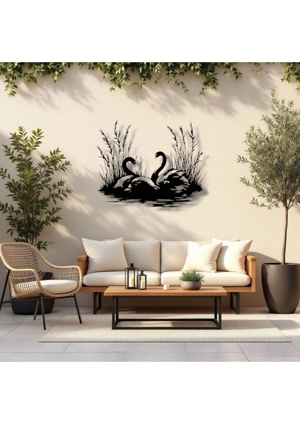 Kuğular Metal Duvar Dekoru – Sevgi ve Zarafetin Sembolü