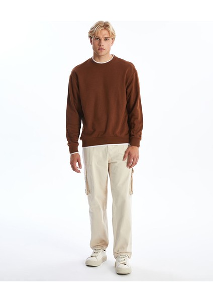 Yeni Sezon Bisiklet Yaka Nakışlı Uzun Kollu Erkek Kalın Sweatshirt fiyatları