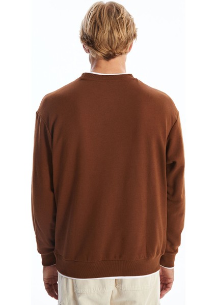 Yeni Sezon Bisiklet Yaka Nakışlı Uzun Kollu Erkek Kalın Sweatshirt fırsatları