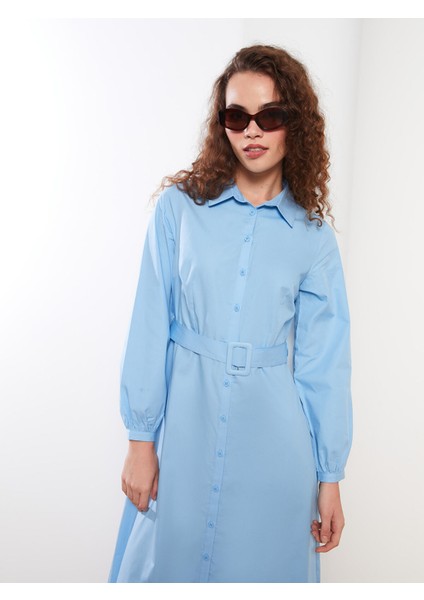 Yeni Sezon Düz Uzun Kollu Poplin Kadın Gömlek Elbise modelleri